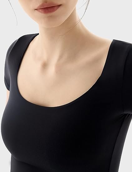 Women's Scoop Neck Short Sleeve T Shirt Slim Fit Sexy Tops