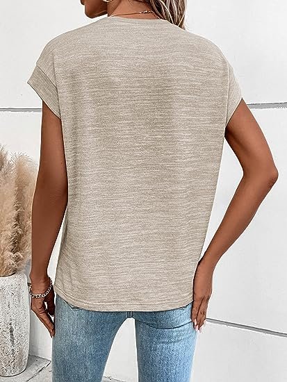 Women's Mock Neck Cap Sleeve T Shirts Tops Casual Basic Tee