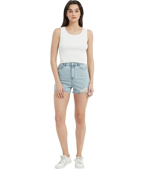 Women's Tank Top Solid Color Basic Sleeveless Crew Neck Ribbed Knit Crop Top