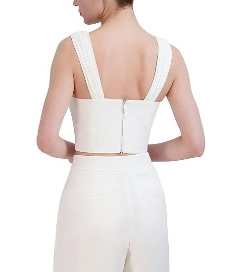 Women's Sweetheart Neck Sleeveless Shirred Strap Crop Top